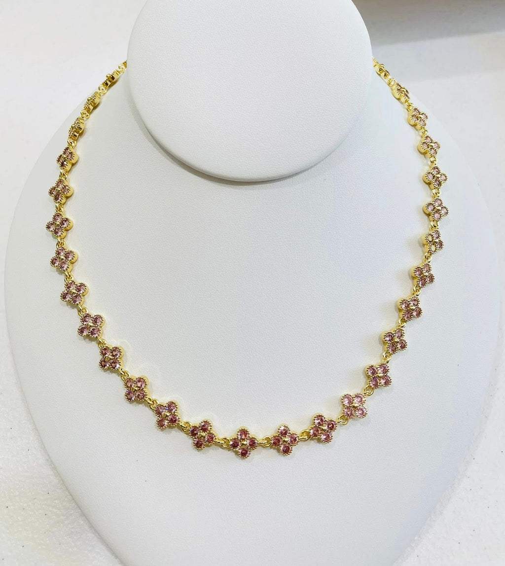 Flower crystal zirconia necklace