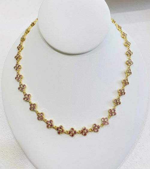 Flower crystal zirconia necklace
