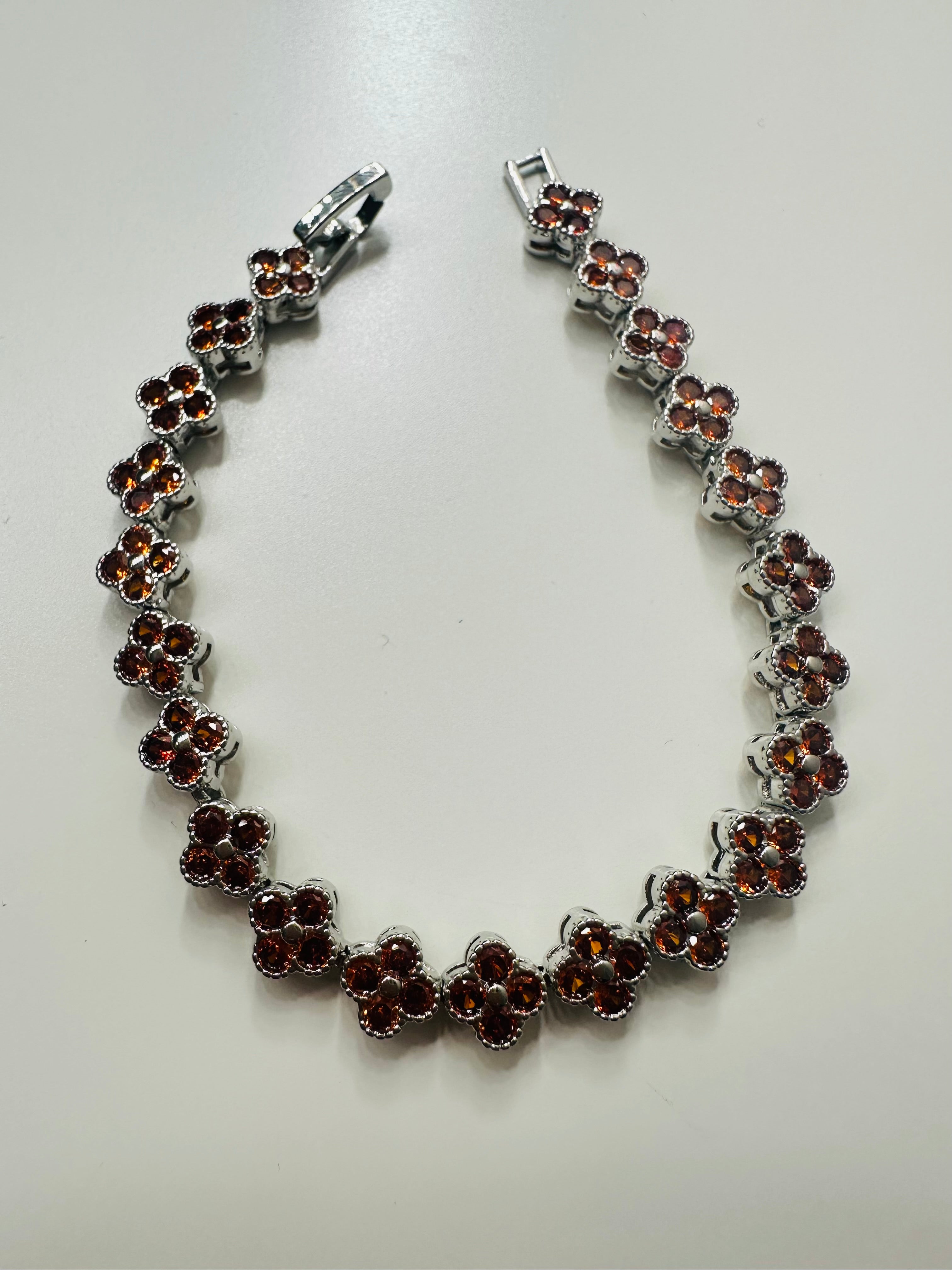 Flower zirconia crystal bracelets - silver hardware