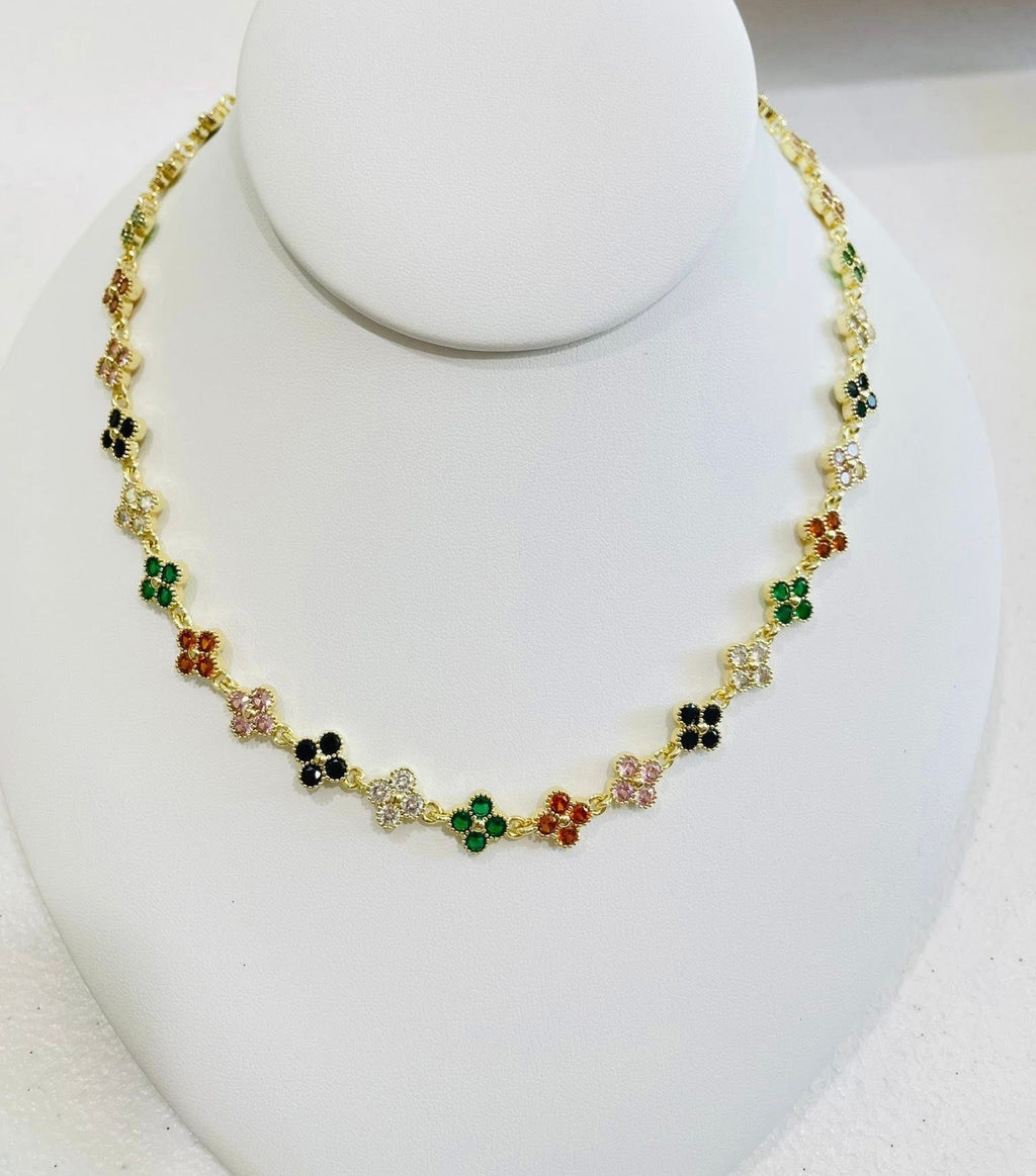 Flower crystal zirconia necklace