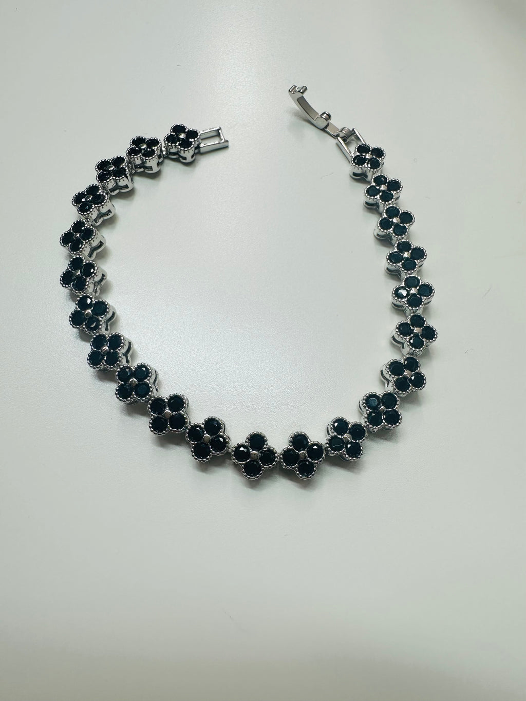 Flower zirconia crystal bracelets - silver hardware