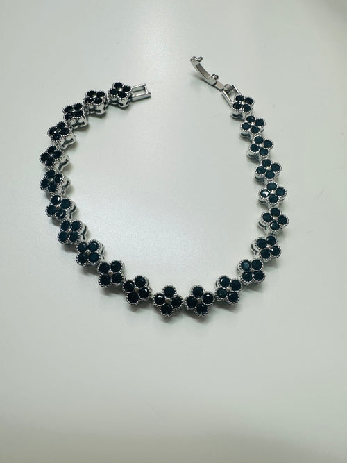Flower zirconia crystal bracelets - silver hardware